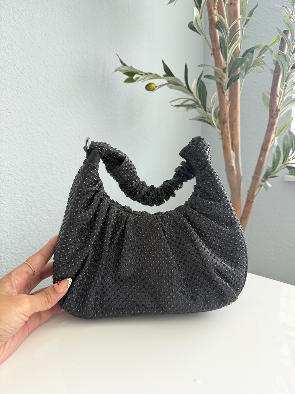 Urban Expressions Black Beaded Mini Shoulder Bag